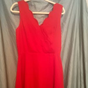 Red short cocktail dress- faux wrap style
